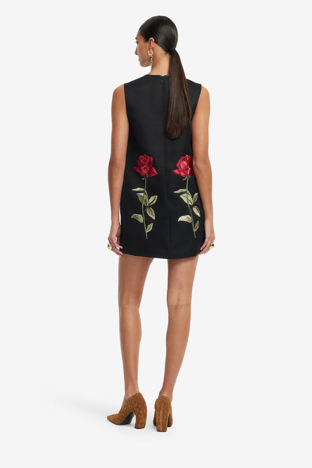 Exclusive LEO LIN Yvonne Embroidered Mini Dress - Ebony