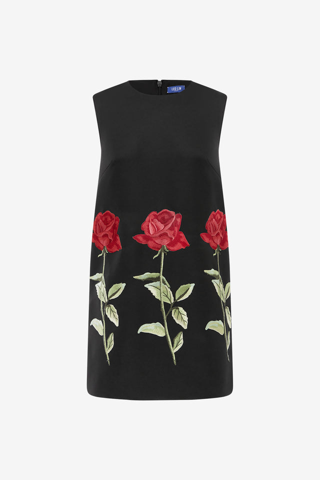 Exclusive LEO LIN Yvonne Embroidered Mini Dress - Ebony