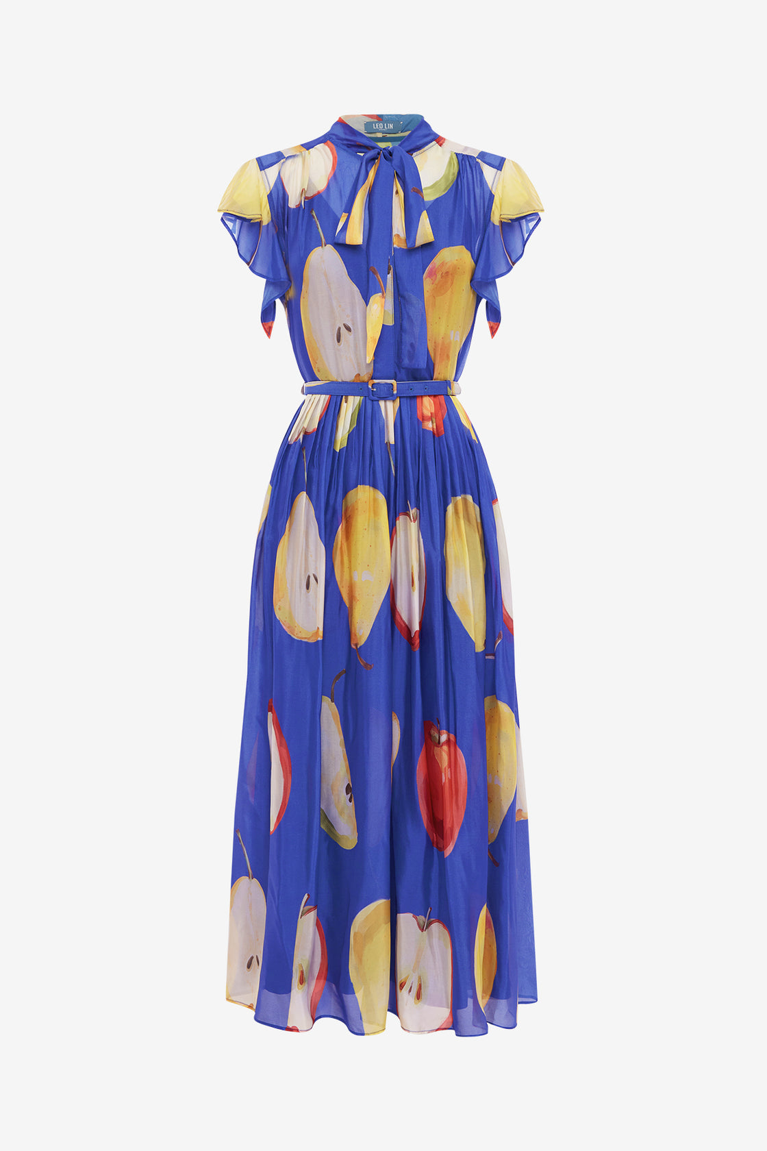 Exclusive LEO LIN Grace Flutter Sleeve Midi Dress - Pear Print