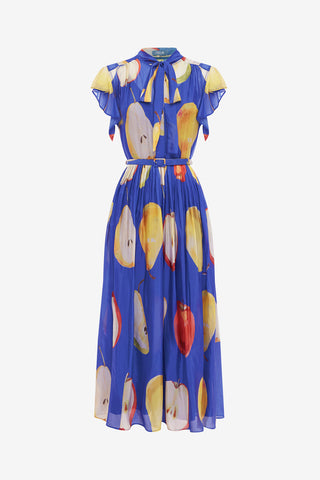 Exclusive LEO LIN Grace Flutter Sleeve Midi Dress - Pear Print