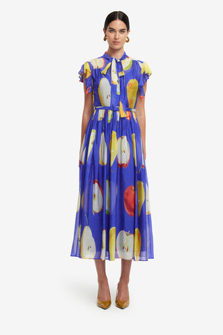 Exclusive LEO LIN Grace Flutter Sleeve Midi Dress - Pear Print