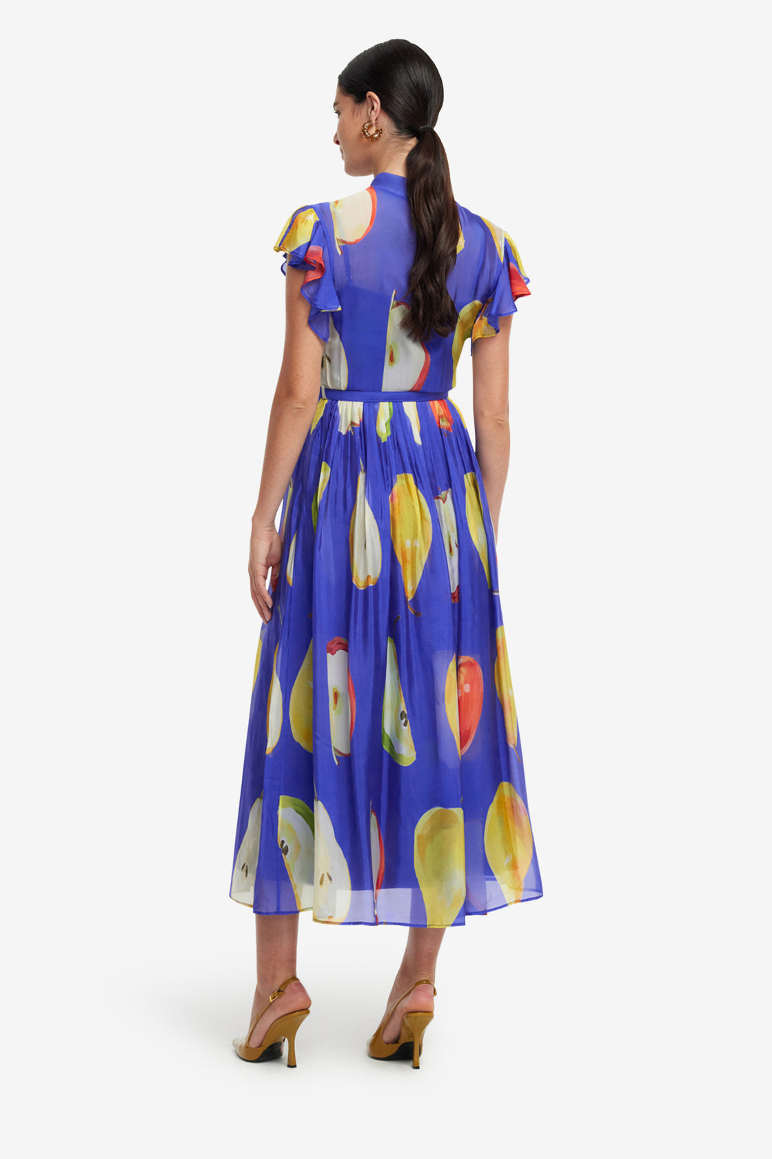 Exclusive LEO LIN Grace Flutter Sleeve Midi Dress - Pear Print