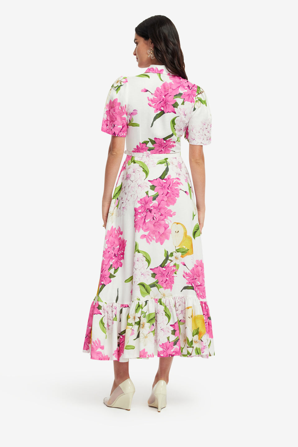 Exclusive LEO LIN Becca Short Sleeve Midi Dress - Floral Pear Print