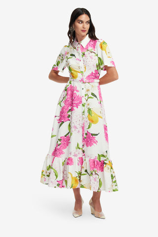 Exclusive LEO LIN Becca Short Sleeve Midi Dress - Floral Pear Print