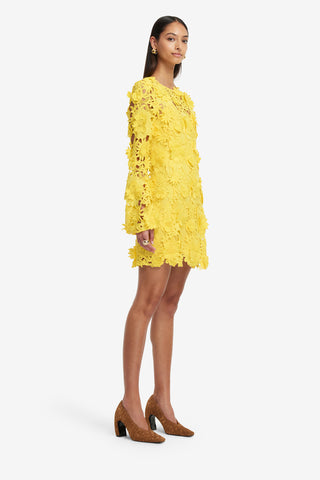 Exclusive LEO LIN Suzanne Lace Bell Sleeve Mini Dress - Sunshine
