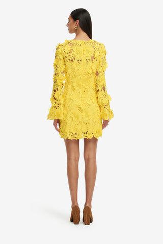 Exclusive LEO LIN Suzanne Lace Bell Sleeve Mini Dress - Sunshine