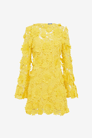 Exclusive LEO LIN Suzanne Lace Bell Sleeve Mini Dress - Sunshine