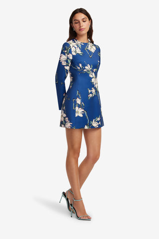 Exclusive LEO LIN Aliza Long Sleeve Petal Mini Dress - Midnight Magnolia Print