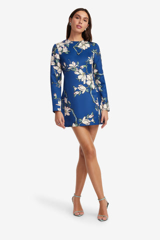 Exclusive LEO LIN Aliza Long Sleeve Petal Mini Dress - Midnight Magnolia Print
