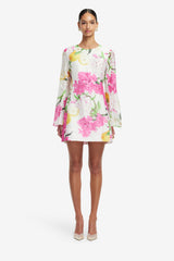 Suzanne Bell Sleeve Mini Dress - Floral Pear Print Dress Mini