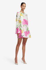 Suzanne Bell Sleeve Mini Dress - Floral Pear Print Dress Mini