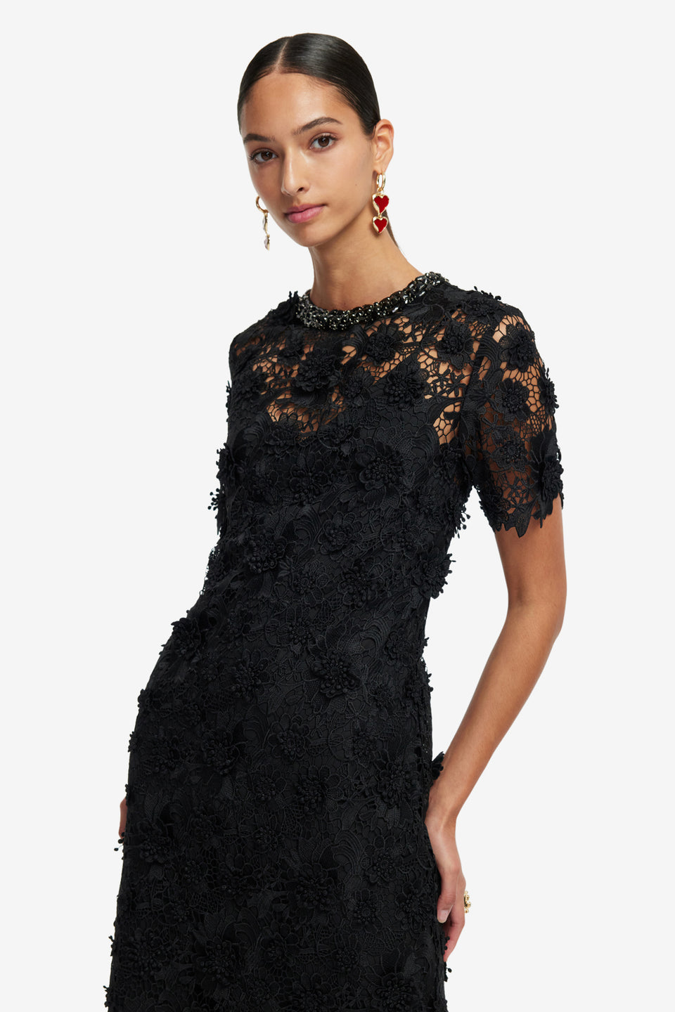 Exclusive LEO LIN Sheridan Lace Midi Dress - Ebony
