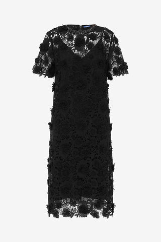 Exclusive LEO LIN Sheridan Lace Midi Dress - Ebony