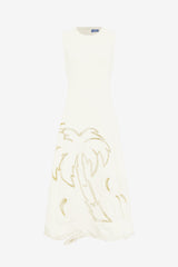Cleo Palm Sleeveless Midi Dress - Vanilla Dress Midi