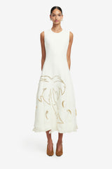 Cleo Palm Sleeveless Midi Dress - Vanilla Dress Midi