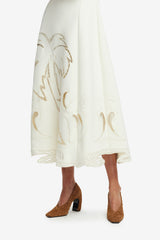 Cleo Palm Sleeveless Midi Dress - Vanilla Dress Midi