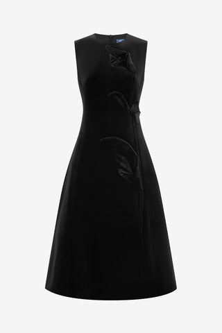 Exclusive LEO LIN Cleo Velvet Sleeveless Midi Dress - Ebony