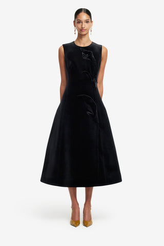 Exclusive LEO LIN Cleo Velvet Sleeveless Midi Dress - Ebony