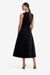 Cleo Velvet Sleeveless Midi Dress - Ebony Dress Midi