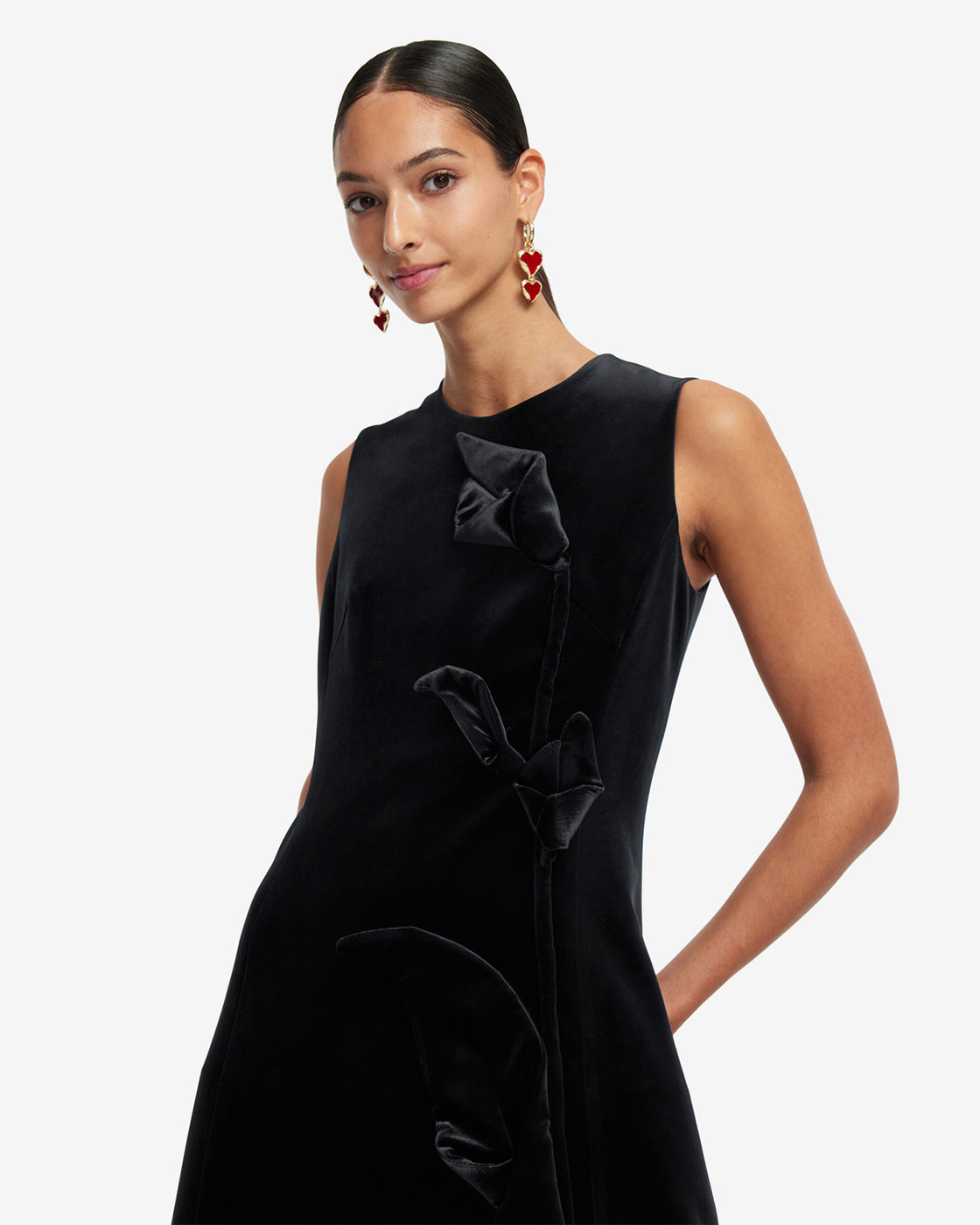 Cleo Velvet Sleeveless Midi Dress - Ebony LEO LIN Cleo Velvet Sleeveless Midi Dress - Ebony LEO LIN