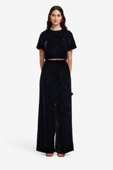 Elisha Velvet Wide Leg Pants - Ebony Pants