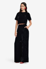 Elisha Velvet Wide Leg Pants - Ebony Pants