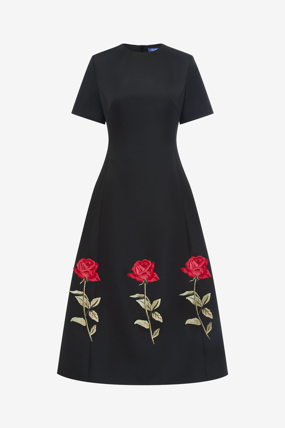 Exclusive LEO LIN Caroline Embellished Rose Midi Dress - Ebony