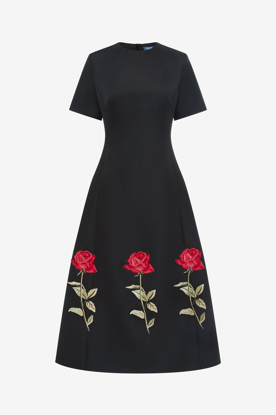 Exclusive LEO LIN Caroline Embellished Rose Midi Dress - Ebony