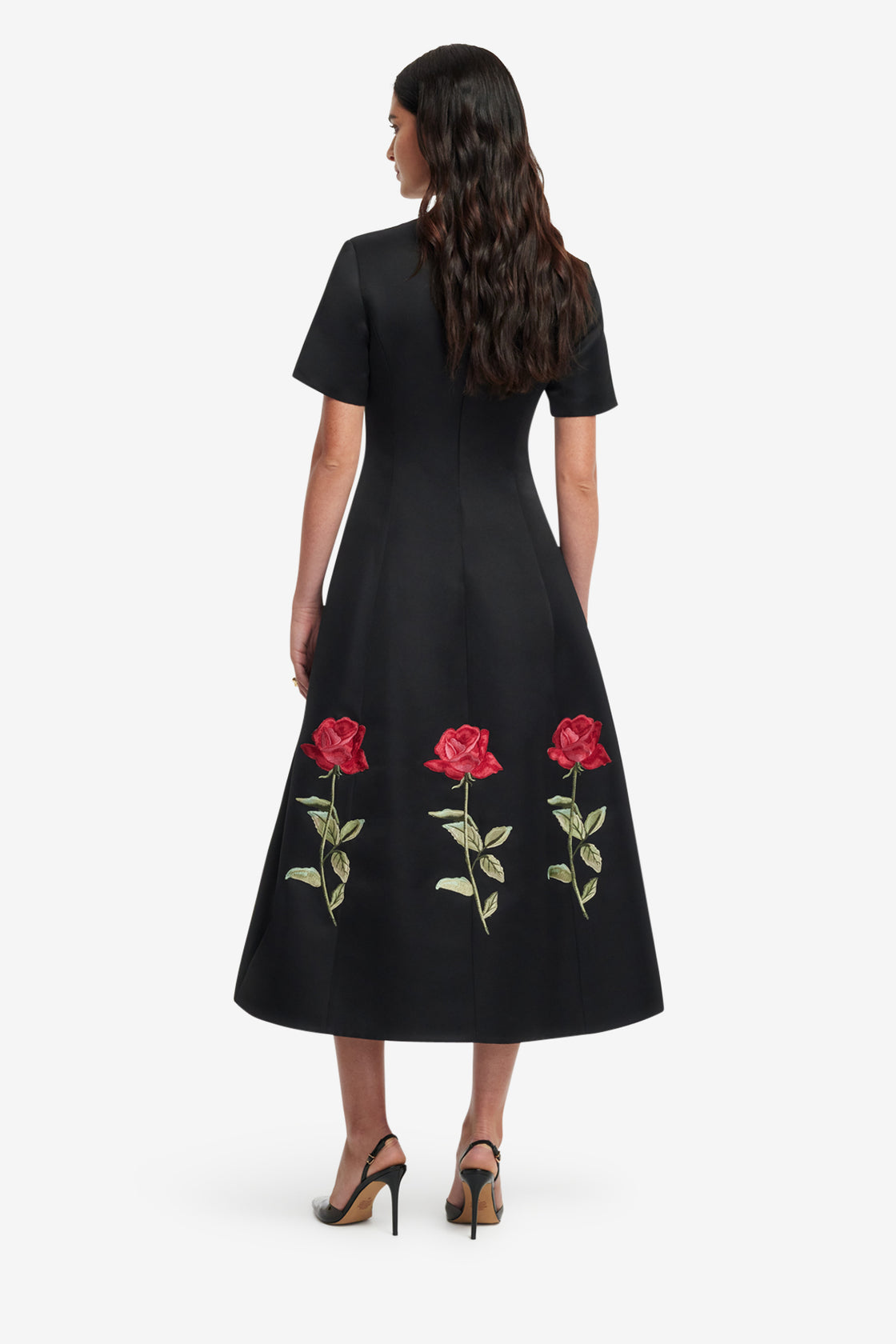 Exclusive LEO LIN Caroline Embellished Rose Midi Dress - Ebony