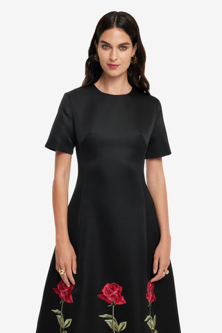 Exclusive LEO LIN Caroline Embellished Rose Midi Dress - Ebony