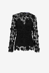 Ines Lace Embellished Top - Ebony Tops
