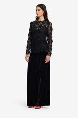 Ines Lace Embellished Top - Ebony Tops