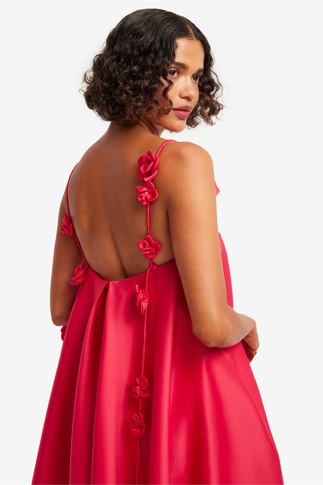 Exclusive LEO LIN Fiona Rose Mini Dress - Scarlet