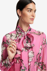Lilith Tie Neck Maxi Dress - Pink Magnolia Print Dress Maxi