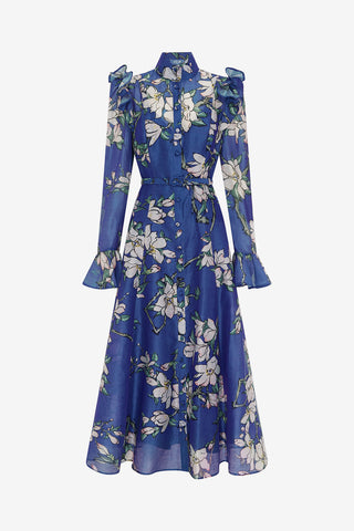 Exclusive LEO LIN Katrina Butterfly Sleeve Midi Dress - Midnight Magnolia Print