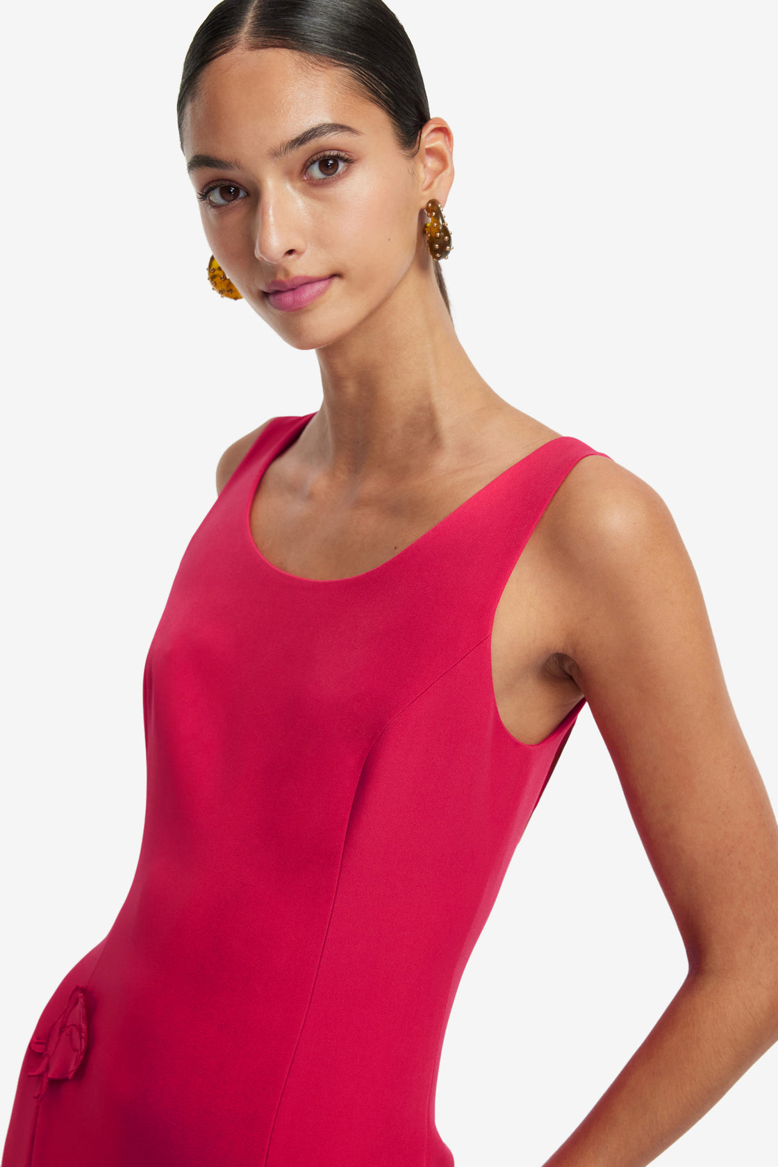 Exclusive LEO LIN Emily Appliqué Midi Dress - Scarlet