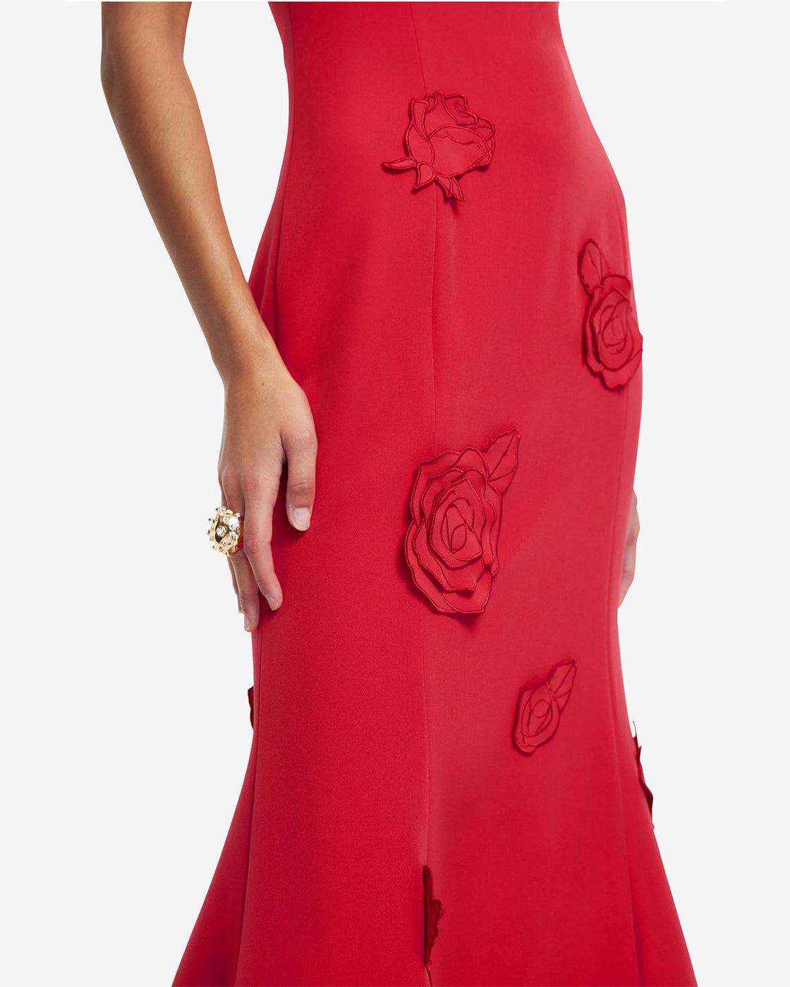 Exclusive LEO LIN Emily Applique Midi Dress - Scarlet