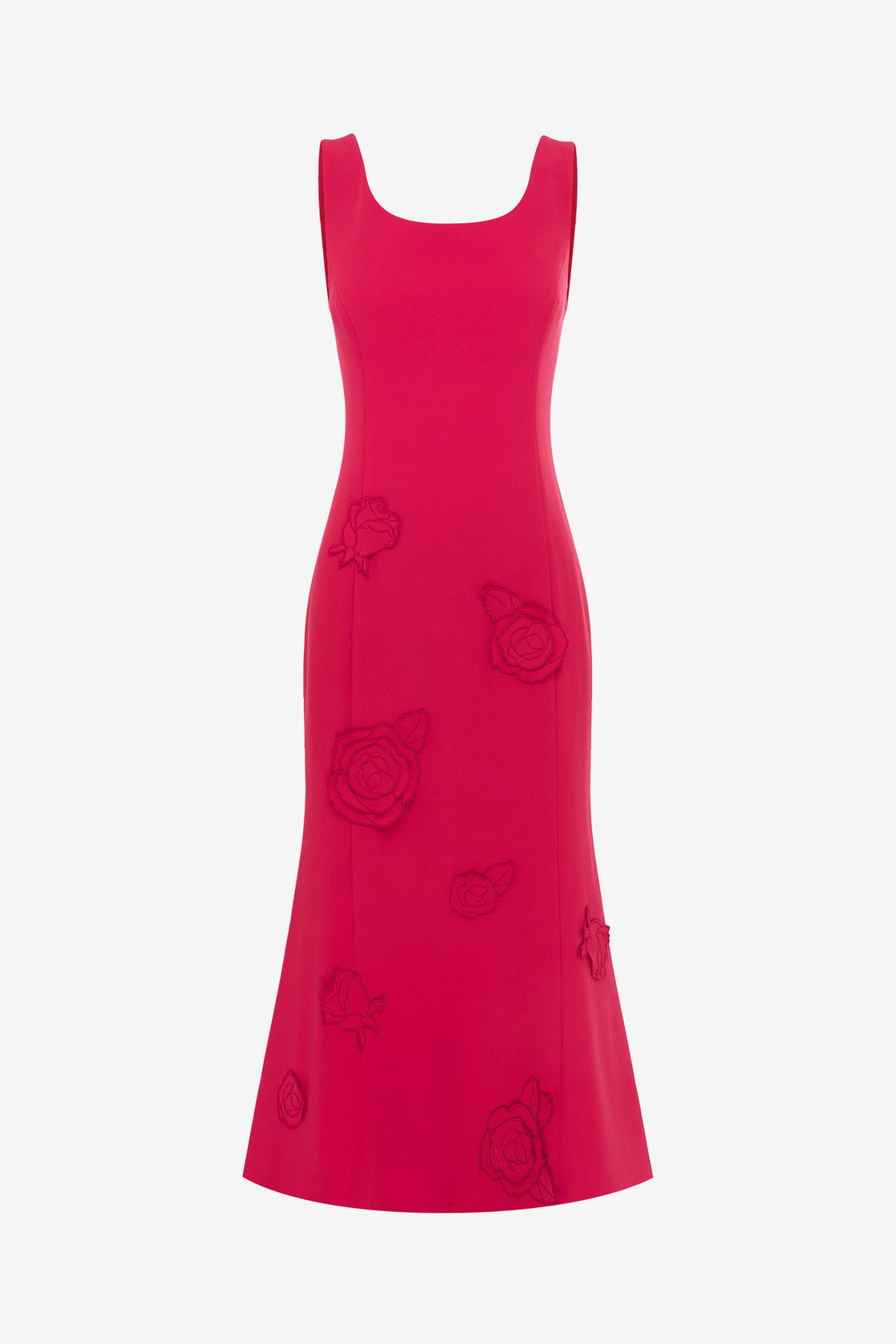 Exclusive LEO LIN Emily Appliqué Midi Dress - Scarlet