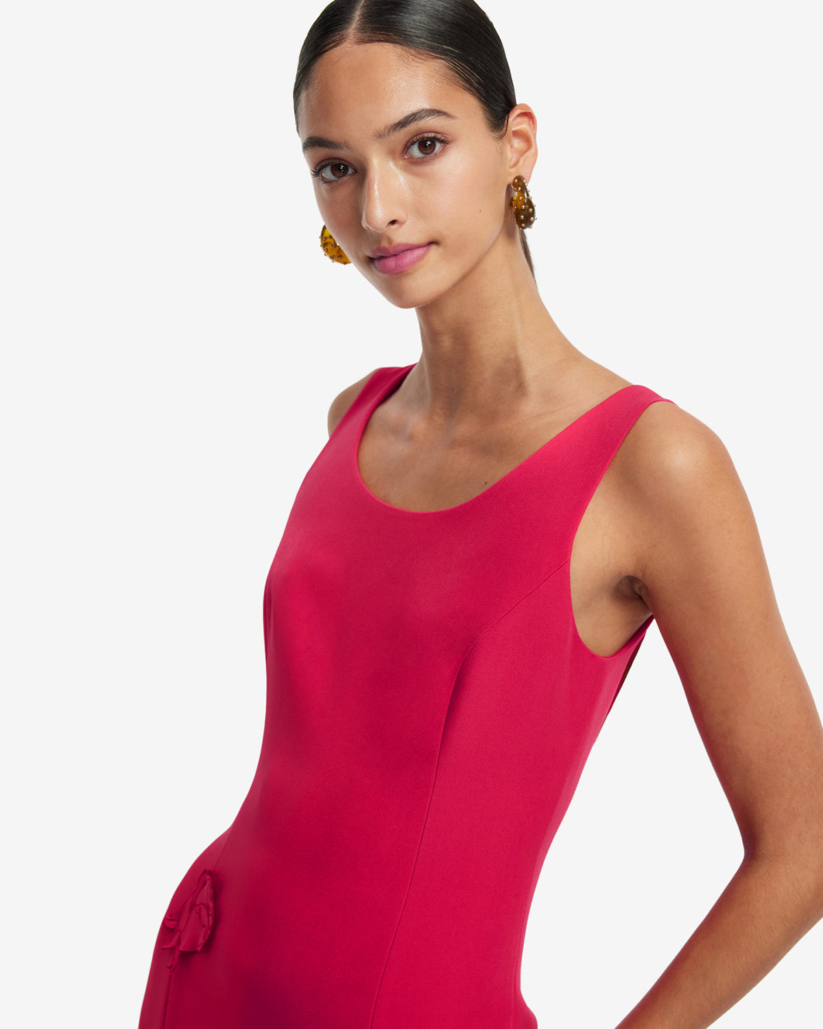 leo lin emily appliqu midi dress Emily floral-appliqu midi dress in pink - Leo Lin