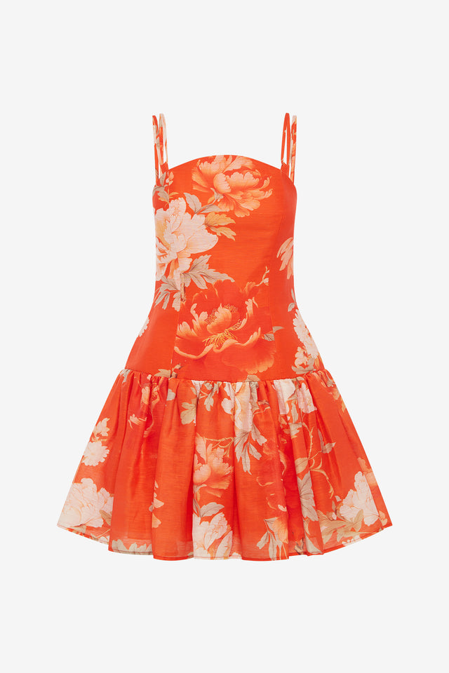 Exclusive LEO LIN Lorena Ruffled Mini Dress - Saffron Peony Print