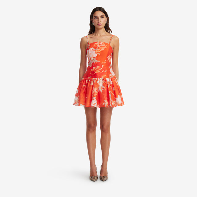Exclusive LEO LIN Lorena Ruffled Mini Dress - Saffron Peony Print