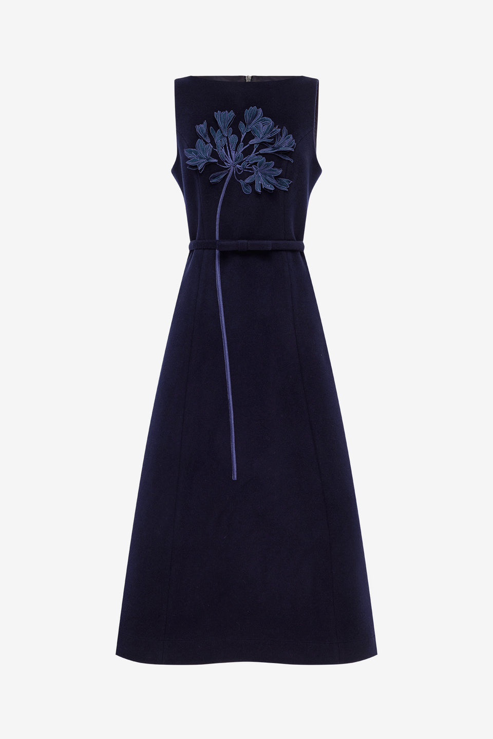 Cleo Applique Wool Sleeveless Midi Dress - Midnight Dress Midi