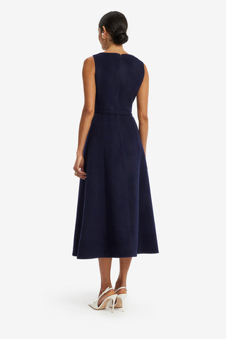 Cleo Applique Wool Sleeveless Midi Dress - Midnight Dress Midi