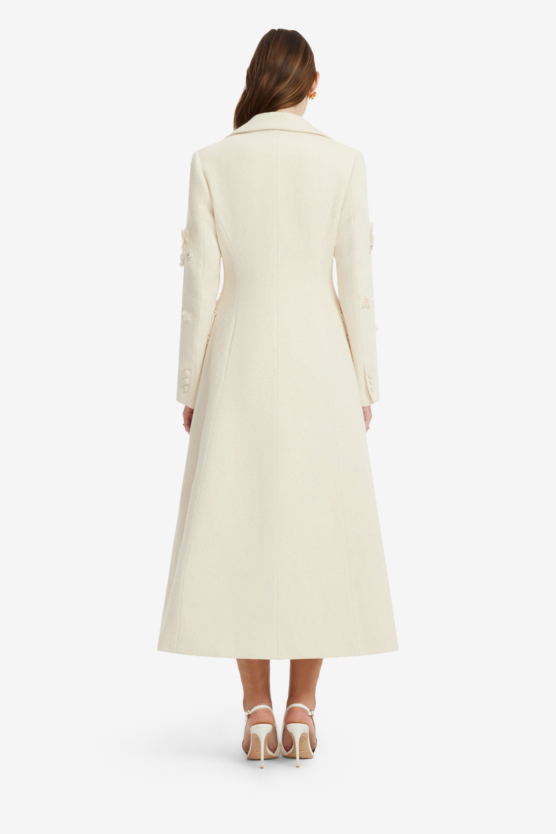 Elara Embellished Tweed Coat - Snow Coats