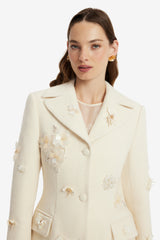 Elara Embellished Tweed Coat - Snow Coats