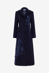 Elara Applique Wool Coat - Midnight Coats