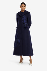Elara Applique Wool Coat - Midnight Coats