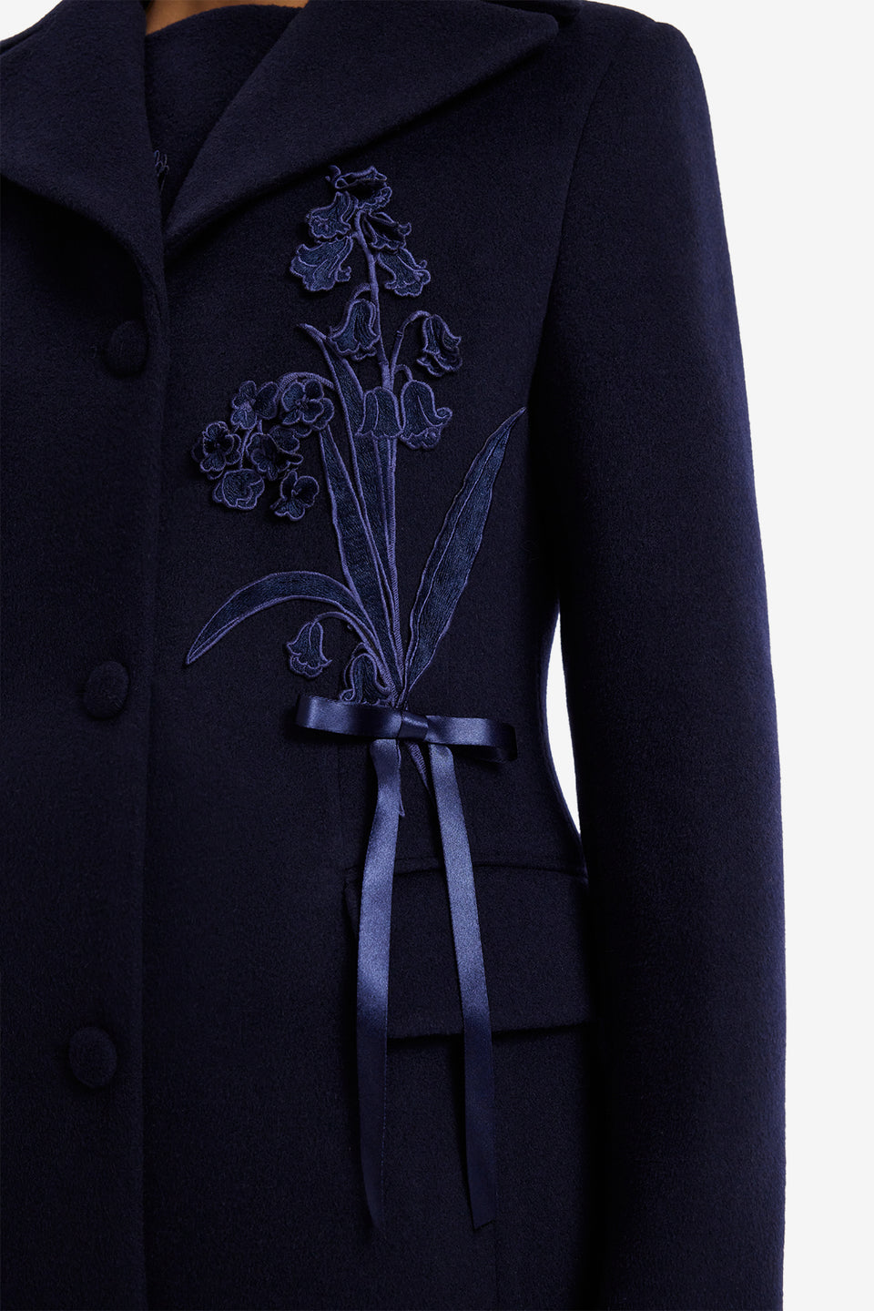 Elara Applique Wool Coat - Midnight Coats