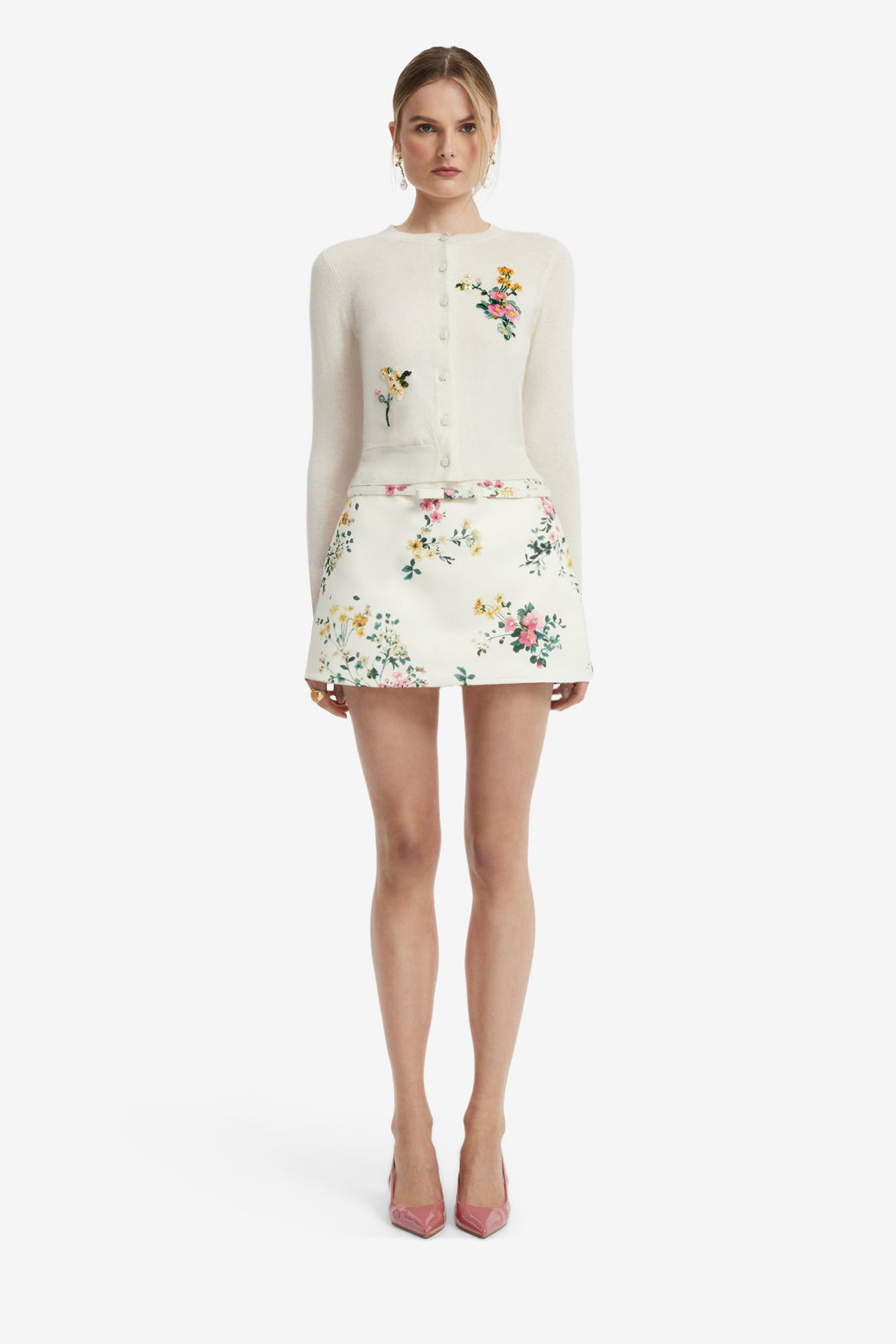 Nori Mini Skort - Posy Print in Snow Skirt