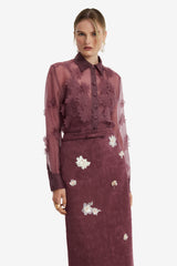Saskia Embellished Vegan Suede Maxi Skirt - Mahogany Skirts